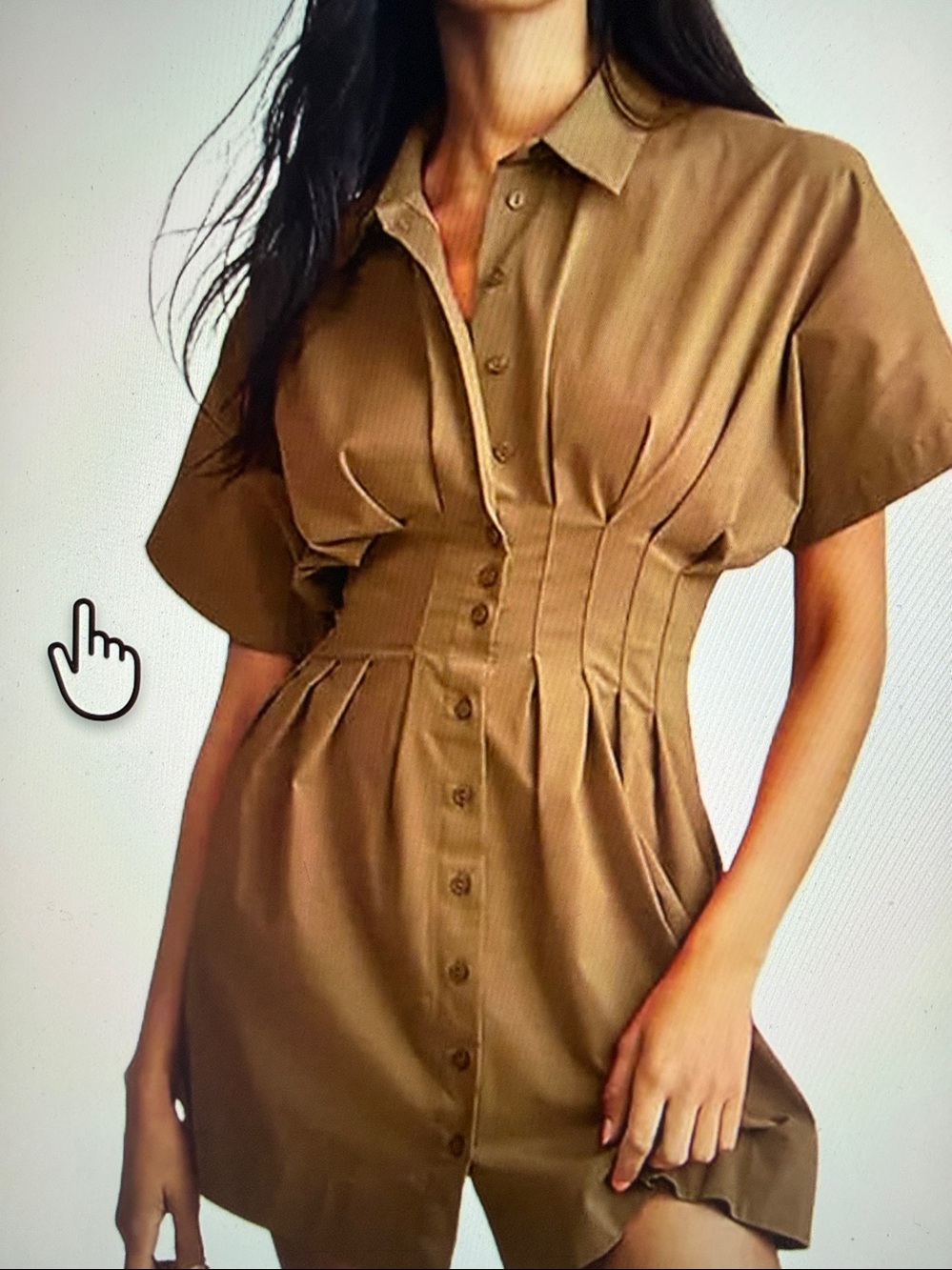 DARLING CHESTNUT BROWN BUTTON FRONT FITTED WAIST DRESS 100% COTTON